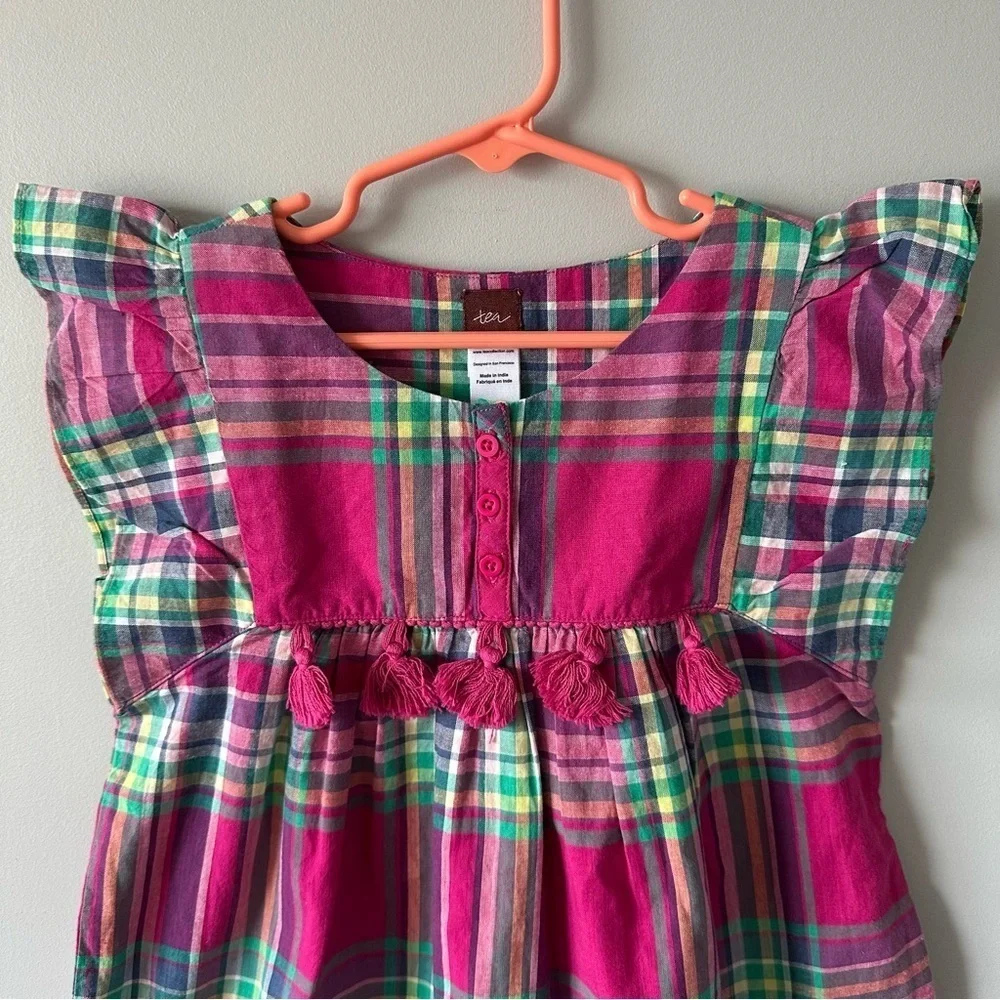 TEA COLLECTION Lucknow Plaid Tunic Dress - Orchid Girls 4